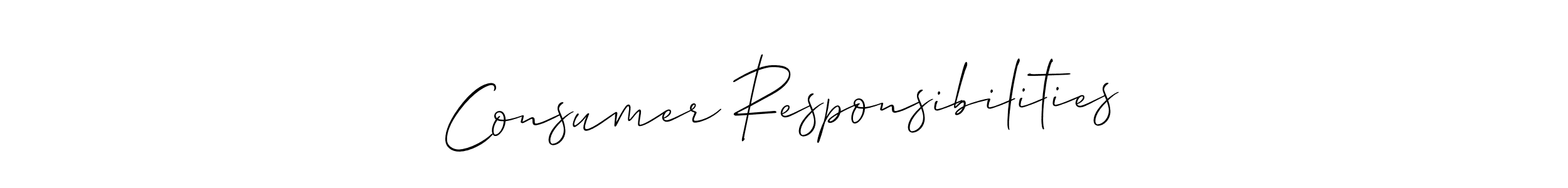 Similarly Allison_Script is the best handwritten signature design. Signature creator online .You can use it as an online autograph creator for name Consumer Responsibilities. Consumer Responsibilities signature style 2 images and pictures png
