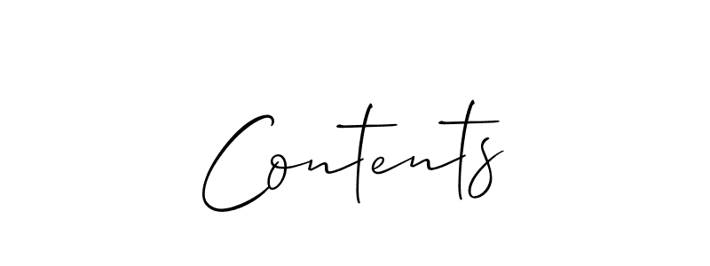 Allison_Script is a professional signature style that is perfect for those who want to add a touch of class to their signature. It is also a great choice for those who want to make their signature more unique. Get Contents name to fancy signature for free. Contents signature style 2 images and pictures png