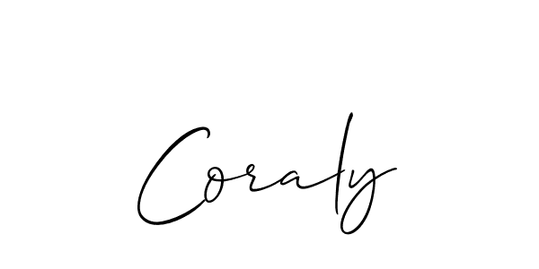 It looks lik you need a new signature style for name Coraly. Design unique handwritten (Allison_Script) signature with our free signature maker in just a few clicks. Coraly signature style 2 images and pictures png