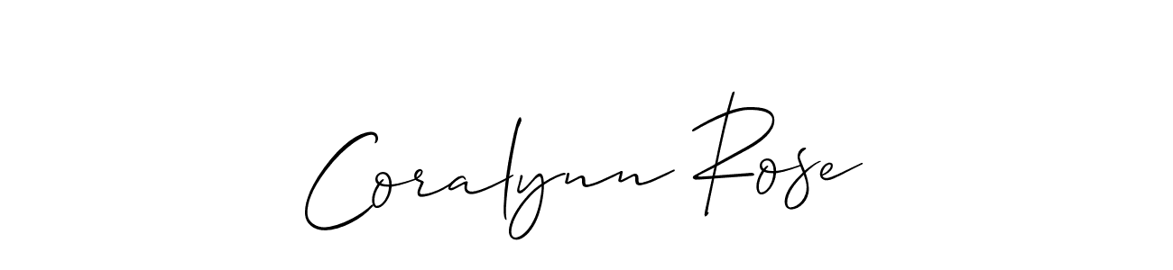 The best way (Allison_Script) to make a short signature is to pick only two or three words in your name. The name Coralynn Rose include a total of six letters. For converting this name. Coralynn Rose signature style 2 images and pictures png