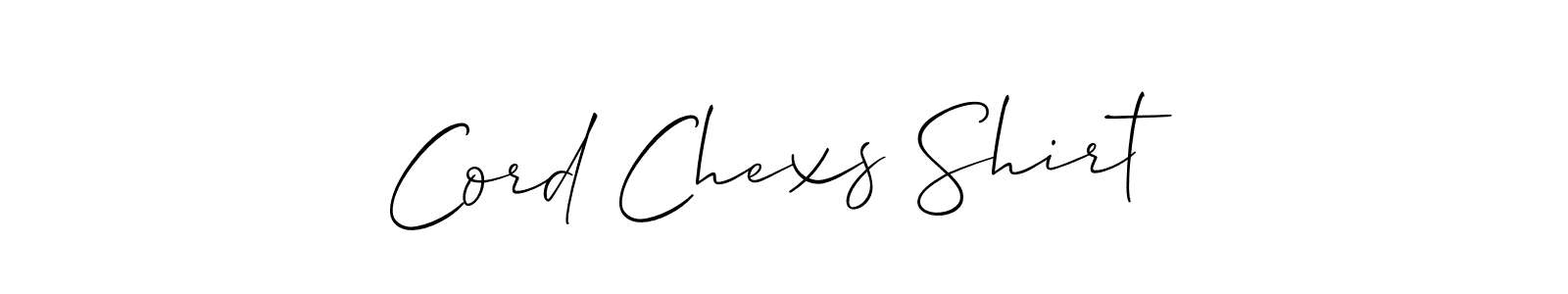 Allison_Script is a professional signature style that is perfect for those who want to add a touch of class to their signature. It is also a great choice for those who want to make their signature more unique. Get Cord Chexs Shirt name to fancy signature for free. Cord Chexs Shirt signature style 2 images and pictures png