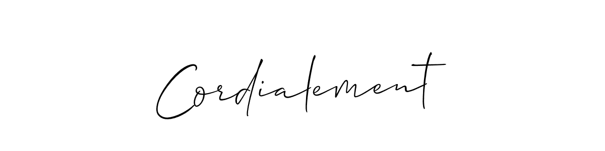 Design your own signature with our free online signature maker. With this signature software, you can create a handwritten (Allison_Script) signature for name Cordialement. Cordialement signature style 2 images and pictures png