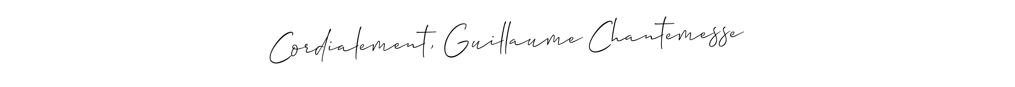 Check out images of Autograph of Cordialement, Guillaume Chantemesse name. Actor Cordialement, Guillaume Chantemesse Signature Style. Allison_Script is a professional sign style online. Cordialement, Guillaume Chantemesse signature style 2 images and pictures png