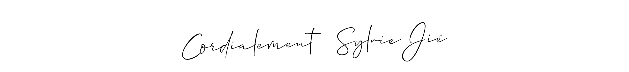 You can use this online signature creator to create a handwritten signature for the name Cordialement   Sylvie Jié. This is the best online autograph maker. Cordialement   Sylvie Jié signature style 2 images and pictures png