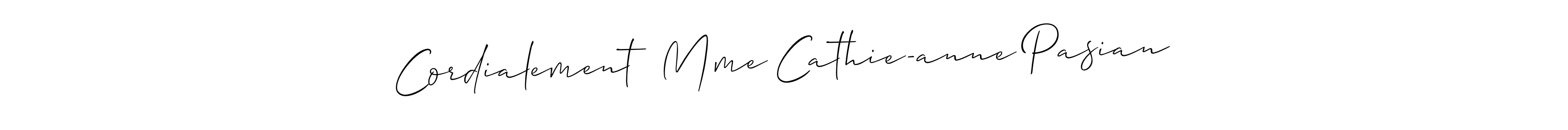 Allison_Script is a professional signature style that is perfect for those who want to add a touch of class to their signature. It is also a great choice for those who want to make their signature more unique. Get Cordialement  Mme Cathie-anne Pasian name to fancy signature for free. Cordialement  Mme Cathie-anne Pasian signature style 2 images and pictures png