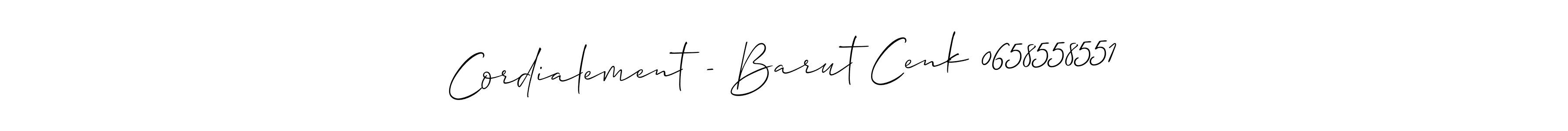 How to Draw Cordialement - Barut Cenk 0658558551 signature style? Allison_Script is a latest design signature styles for name Cordialement - Barut Cenk 0658558551. Cordialement - Barut Cenk 0658558551 signature style 2 images and pictures png