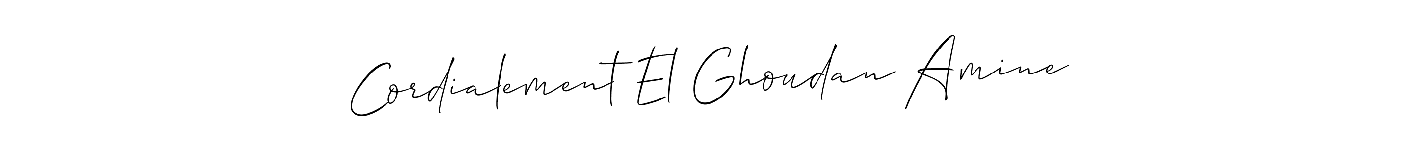 Similarly Allison_Script is the best handwritten signature design. Signature creator online .You can use it as an online autograph creator for name Cordialement El Ghoudan Amine. Cordialement El Ghoudan Amine signature style 2 images and pictures png