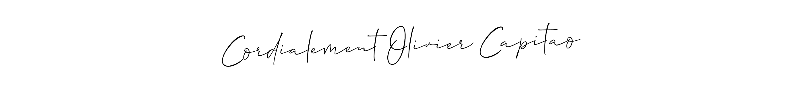 Also You can easily find your signature by using the search form. We will create Cordialement Olivier Capitao name handwritten signature images for you free of cost using Allison_Script sign style. Cordialement Olivier Capitao signature style 2 images and pictures png