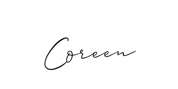 The best way (Allison_Script) to make a short signature is to pick only two or three words in your name. The name Coreen include a total of six letters. For converting this name. Coreen signature style 2 images and pictures png