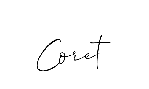 Create a beautiful signature design for name Coret. With this signature (Allison_Script) fonts, you can make a handwritten signature for free. Coret signature style 2 images and pictures png