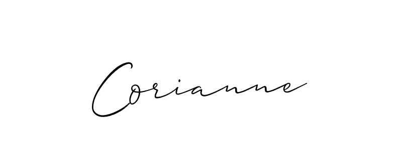 Design your own signature with our free online signature maker. With this signature software, you can create a handwritten (Allison_Script) signature for name Corianne. Corianne signature style 2 images and pictures png