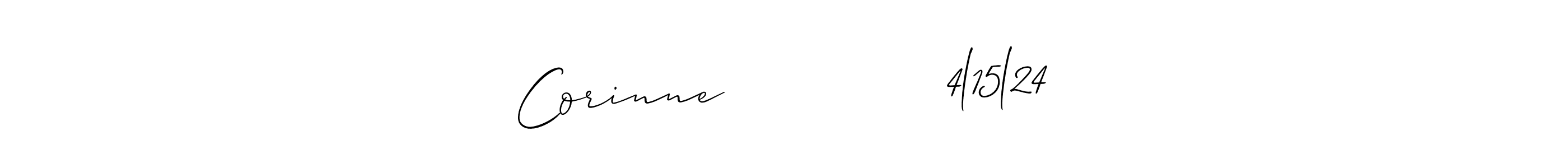 The best way (Allison_Script) to make a short signature is to pick only two or three words in your name. The name Corinne              4l15l24 include a total of six letters. For converting this name. Corinne              4l15l24 signature style 2 images and pictures png