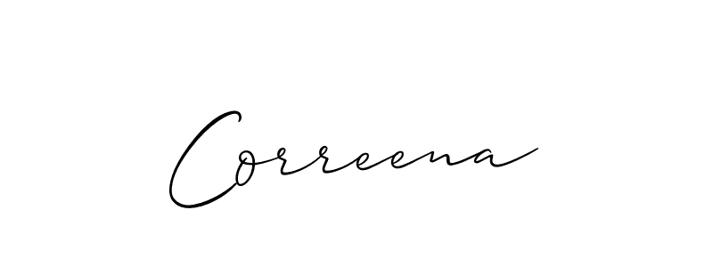 Create a beautiful signature design for name Correena. With this signature (Allison_Script) fonts, you can make a handwritten signature for free. Correena signature style 2 images and pictures png