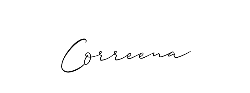 Create a beautiful signature design for name Correena. With this signature (Allison_Script) fonts, you can make a handwritten signature for free. Correena signature style 2 images and pictures png