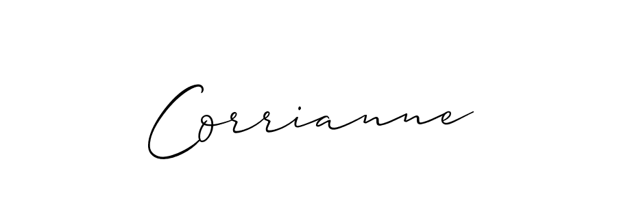 Use a signature maker to create a handwritten signature online. With this signature software, you can design (Allison_Script) your own signature for name Corrianne. Corrianne signature style 2 images and pictures png