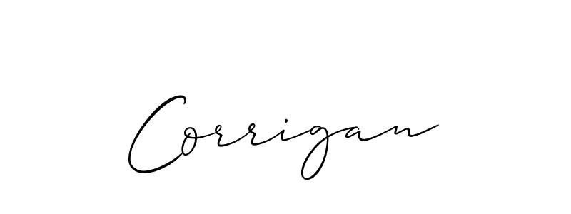 Create a beautiful signature design for name Corrigan. With this signature (Allison_Script) fonts, you can make a handwritten signature for free. Corrigan signature style 2 images and pictures png