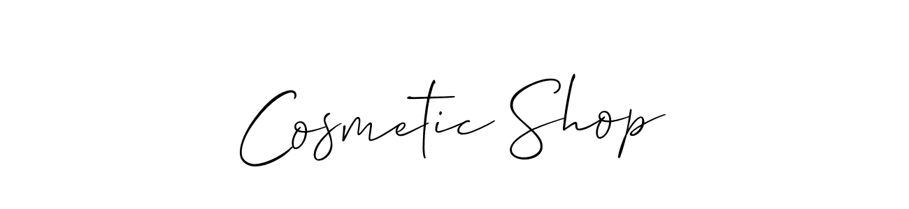 Use a signature maker to create a handwritten signature online. With this signature software, you can design (Allison_Script) your own signature for name Cosmetic Shop. Cosmetic Shop signature style 2 images and pictures png