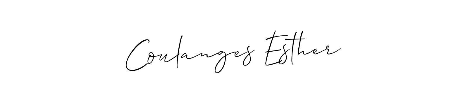 The best way (Allison_Script) to make a short signature is to pick only two or three words in your name. The name Coulanges Esther include a total of six letters. For converting this name. Coulanges Esther signature style 2 images and pictures png