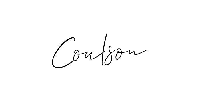 Create a beautiful signature design for name Coulson. With this signature (Allison_Script) fonts, you can make a handwritten signature for free. Coulson signature style 2 images and pictures png