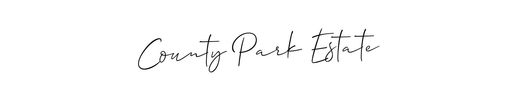 Use a signature maker to create a handwritten signature online. With this signature software, you can design (Allison_Script) your own signature for name County Park Estate. County Park Estate signature style 2 images and pictures png