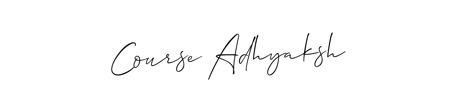 Similarly Allison_Script is the best handwritten signature design. Signature creator online .You can use it as an online autograph creator for name Course Adhyaksh. Course Adhyaksh signature style 2 images and pictures png