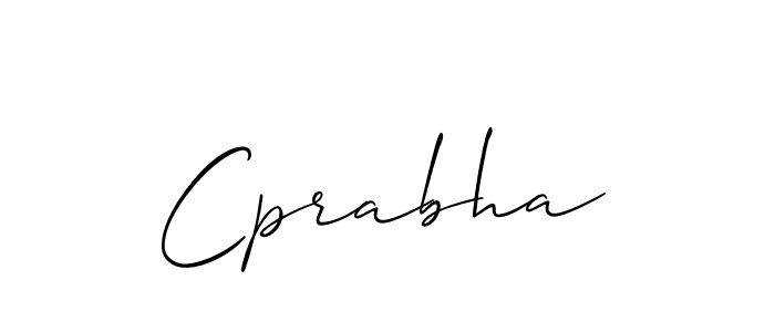 The best way (Allison_Script) to make a short signature is to pick only two or three words in your name. The name Cprabha include a total of six letters. For converting this name. Cprabha signature style 2 images and pictures png