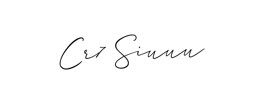 It looks lik you need a new signature style for name Cr7 Siuuu. Design unique handwritten (Allison_Script) signature with our free signature maker in just a few clicks. Cr7 Siuuu signature style 2 images and pictures png