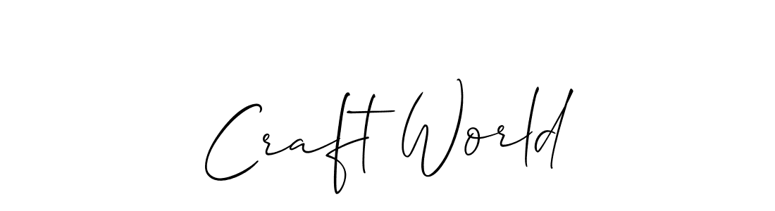 Make a beautiful signature design for name Craft World. With this signature (Allison_Script) style, you can create a handwritten signature for free. Craft World signature style 2 images and pictures png