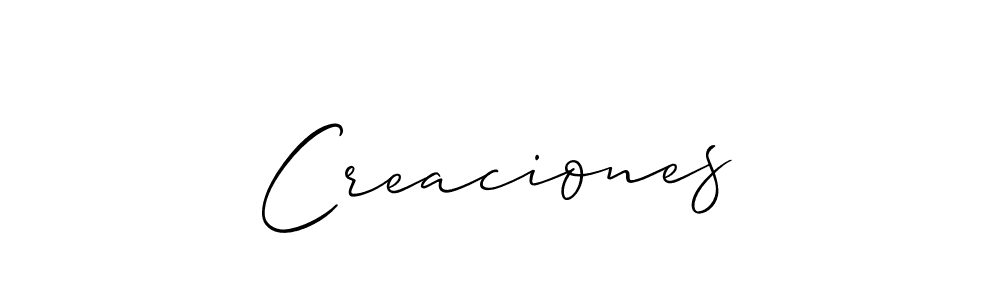 Make a beautiful signature design for name Creaciones. With this signature (Allison_Script) style, you can create a handwritten signature for free. Creaciones signature style 2 images and pictures png