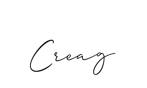 Design your own signature with our free online signature maker. With this signature software, you can create a handwritten (Allison_Script) signature for name Creag. Creag signature style 2 images and pictures png