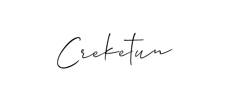 The best way (Allison_Script) to make a short signature is to pick only two or three words in your name. The name Creketun include a total of six letters. For converting this name. Creketun signature style 2 images and pictures png
