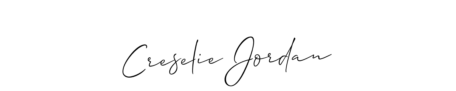 How to make Creselie Jordan name signature. Use Allison_Script style for creating short signs online. This is the latest handwritten sign. Creselie Jordan signature style 2 images and pictures png