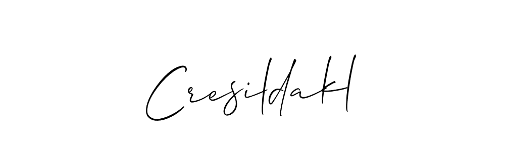 Allison_Script is a professional signature style that is perfect for those who want to add a touch of class to their signature. It is also a great choice for those who want to make their signature more unique. Get Cresildakl name to fancy signature for free. Cresildakl signature style 2 images and pictures png