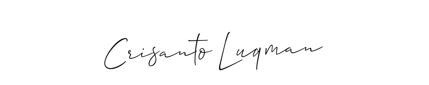 The best way (Allison_Script) to make a short signature is to pick only two or three words in your name. The name Crisanto Luqman include a total of six letters. For converting this name. Crisanto Luqman signature style 2 images and pictures png