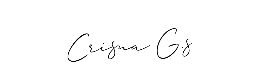 How to make Crisna G.s name signature. Use Allison_Script style for creating short signs online. This is the latest handwritten sign. Crisna G.s signature style 2 images and pictures png