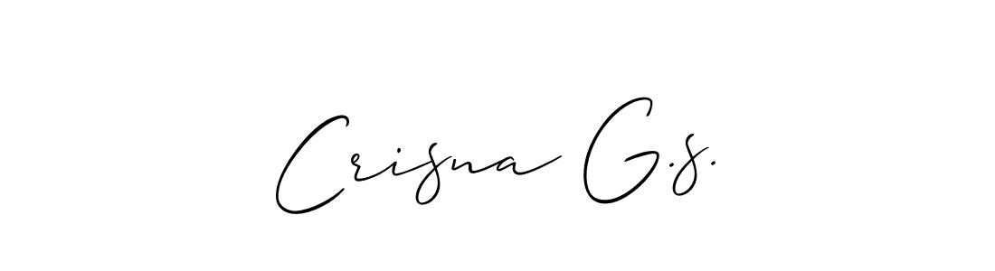 Design your own signature with our free online signature maker. With this signature software, you can create a handwritten (Allison_Script) signature for name Crisna G.s.. Crisna G.s. signature style 2 images and pictures png