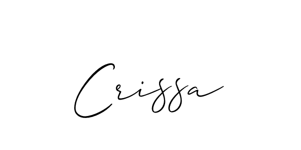 Similarly Allison_Script is the best handwritten signature design. Signature creator online .You can use it as an online autograph creator for name Crissa. Crissa signature style 2 images and pictures png