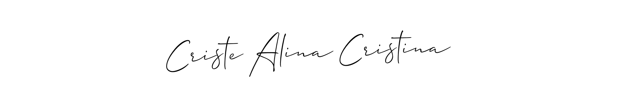 Make a beautiful signature design for name Criste Alina Cristina. With this signature (Allison_Script) style, you can create a handwritten signature for free. Criste Alina Cristina signature style 2 images and pictures png