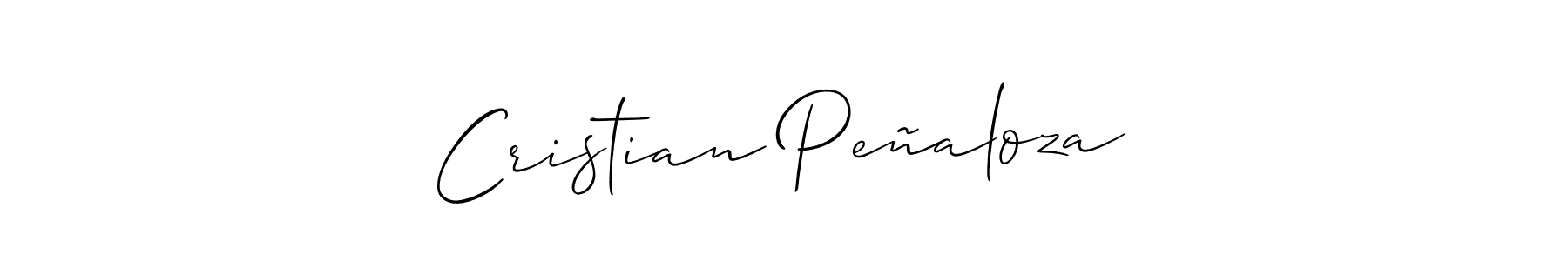 The best way (Allison_Script) to make a short signature is to pick only two or three words in your name. The name Cristian Peñaloza include a total of six letters. For converting this name. Cristian Peñaloza signature style 2 images and pictures png