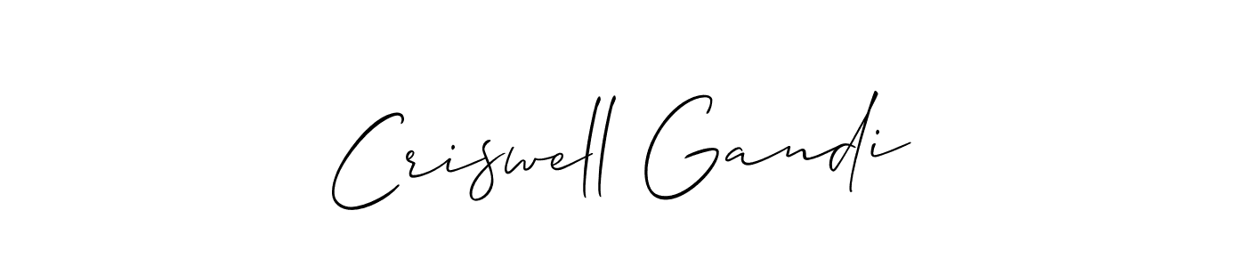 Make a beautiful signature design for name Criswell Gandi. With this signature (Allison_Script) style, you can create a handwritten signature for free. Criswell Gandi signature style 2 images and pictures png