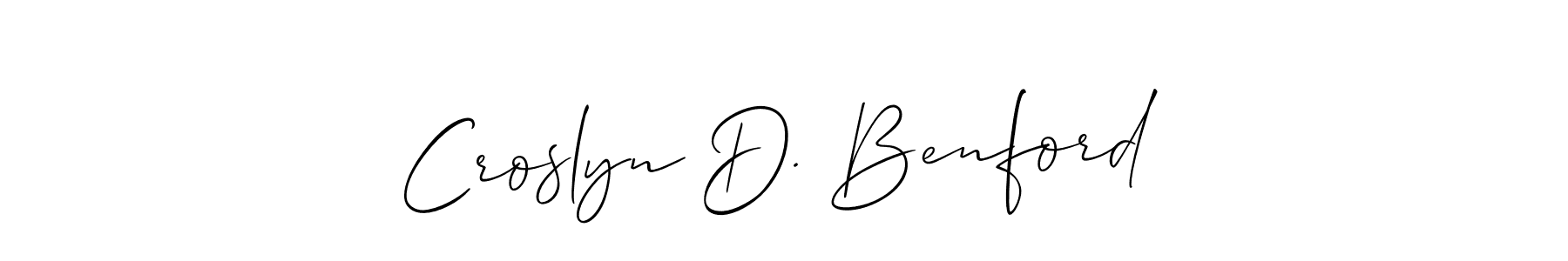 if you are searching for the best signature style for your name Croslyn D. Benford. so please give up your signature search. here we have designed multiple signature styles  using Allison_Script. Croslyn D. Benford signature style 2 images and pictures png