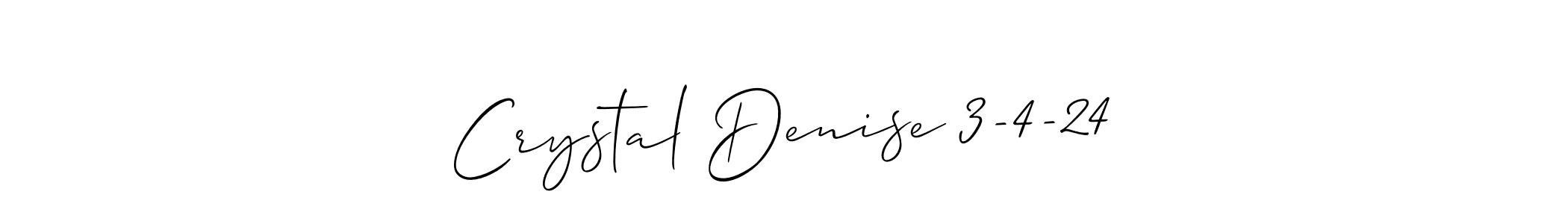 Allison_Script is a professional signature style that is perfect for those who want to add a touch of class to their signature. It is also a great choice for those who want to make their signature more unique. Get Crystal Denise 3-4-24 name to fancy signature for free. Crystal Denise 3-4-24 signature style 2 images and pictures png