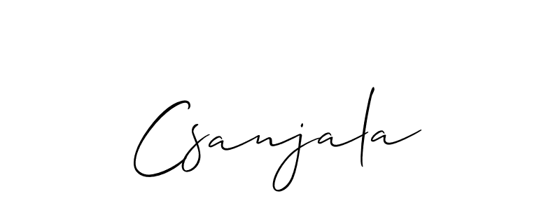 Create a beautiful signature design for name Csanjala. With this signature (Allison_Script) fonts, you can make a handwritten signature for free. Csanjala signature style 2 images and pictures png