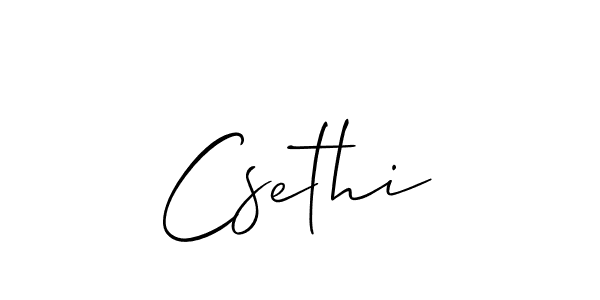 Use a signature maker to create a handwritten signature online. With this signature software, you can design (Allison_Script) your own signature for name Csethi. Csethi signature style 2 images and pictures png