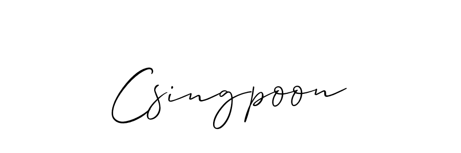 Use a signature maker to create a handwritten signature online. With this signature software, you can design (Allison_Script) your own signature for name Csingpoon. Csingpoon signature style 2 images and pictures png