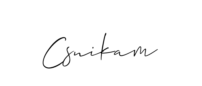 Make a short Csnikam signature style. Manage your documents anywhere anytime using Allison_Script. Create and add eSignatures, submit forms, share and send files easily. Csnikam signature style 2 images and pictures png