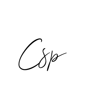 Design your own signature with our free online signature maker. With this signature software, you can create a handwritten (Allison_Script) signature for name Csp. Csp signature style 2 images and pictures png