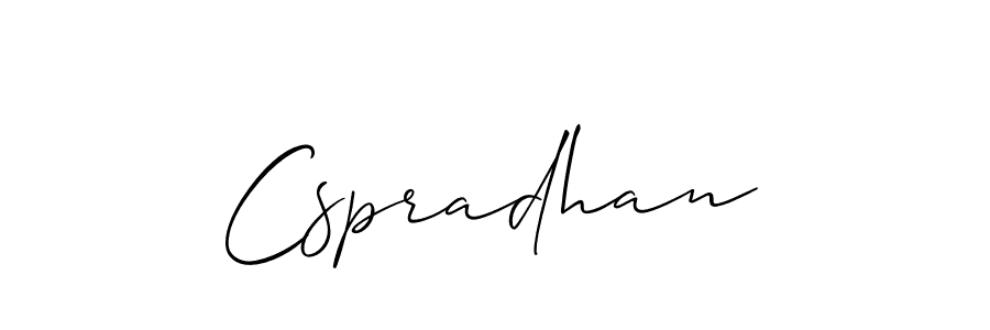 Use a signature maker to create a handwritten signature online. With this signature software, you can design (Allison_Script) your own signature for name Cspradhan. Cspradhan signature style 2 images and pictures png