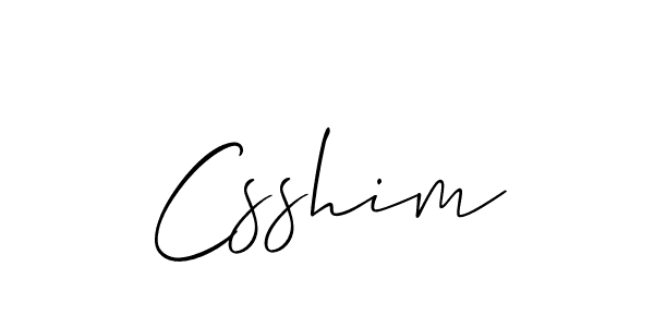 The best way (Allison_Script) to make a short signature is to pick only two or three words in your name. The name Csshim include a total of six letters. For converting this name. Csshim signature style 2 images and pictures png