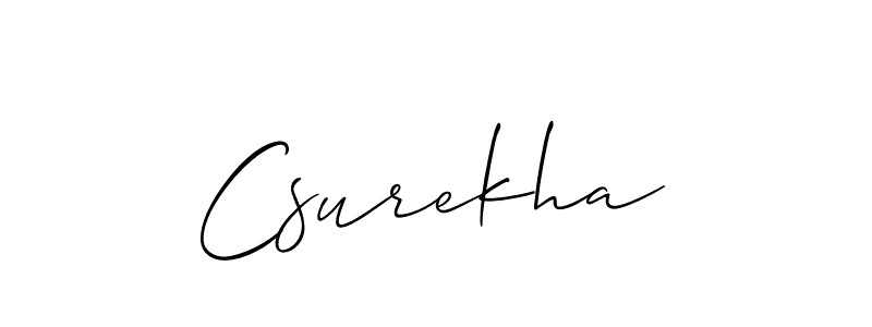 The best way (Allison_Script) to make a short signature is to pick only two or three words in your name. The name Csurekha include a total of six letters. For converting this name. Csurekha signature style 2 images and pictures png